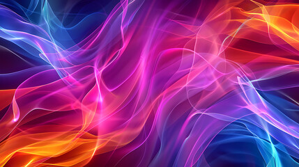 Leinwandbilder - Abstract flowing lines of vibrant colors create a dynamic and energetic background with smooth transitions between blue, purple, pink, orange, and yellow hues