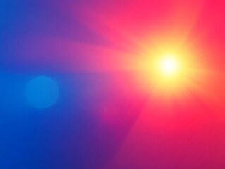 Poster - Vibrant Sunburst Gradient Background, Color Blend, Lens Flare, Abstract Background, Pink, Blue, Yellow Abstract