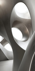 Poster - Curved metal structures highlight modern design and innovation in bright spaces