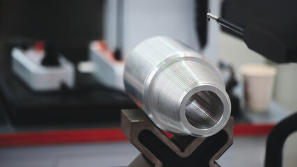 Poster - Quality control on milling metal CNC machine, coordinate measuring machine, CMM Quality control machine, technology concept