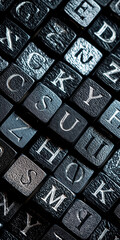 Poster - Close-up of textured black typewriter keys arranged in a creative pattern