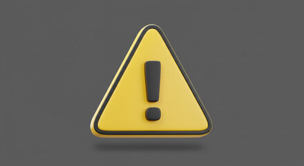 Poster - A yellow triangular warning sign with a black border and exclamation point on a gray background plain view