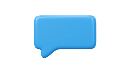 Poster - A single light blue speech bubble with rounded edges isolated on a plain white studio background view