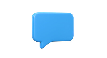 Poster - A single blue speech bubble icon with rounded corners isolated on a clean white background in a studio shot