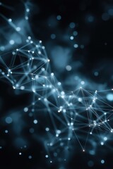 Fototapete - abstract network of glowing nodes and lines in a dark blue digital background