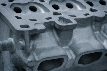 Aufkleber - Close-up of a disassembled silver car engine auto service concept background
