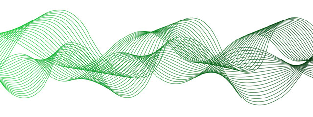 Wall Mural - abstract modern wave pattern composed of green gradient lines flowing smoothly on a white background