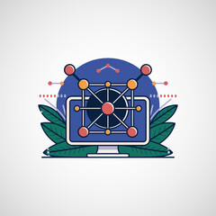 Poster - Quantum computing icon, Quantum technology vector Illustration