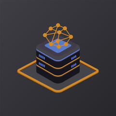 Poster - Quantum computing icon, Quantum technology vector Illustration