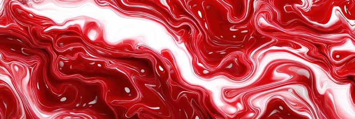 Poster - A red and white swirl pattern. The red is bold and the white is subtle. The pattern is abstract and has a sense of movement