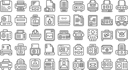 Leinwandbilder - Collection of various black and white outline icons representing different electronic devices