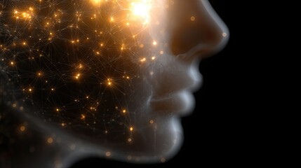 Poster - Glowing Neural Pathways Illuminate a Calm Outline Representing Neuroplasticity and Personal Growth
