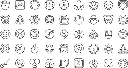Aufkleber - collection of minimalist line art icons depicting various abstract shapes and objects