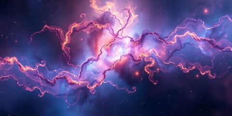 Poster - A cosmic cloudscape featuring swirling purple and blue nebula with scattered starlight accents