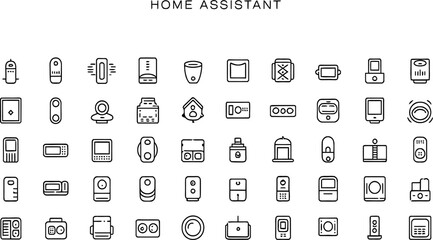 Aufkleber - collection of illustrated outline icon set illustrating smart home automation and technologies
