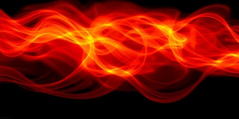 Poster - A vibrant display of fiery red and orange waves against a stark black background creating contrast