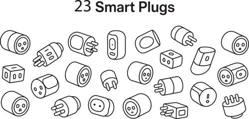 Aufkleber - collection of outlined smart plugs representing home automation and electricity control devices
