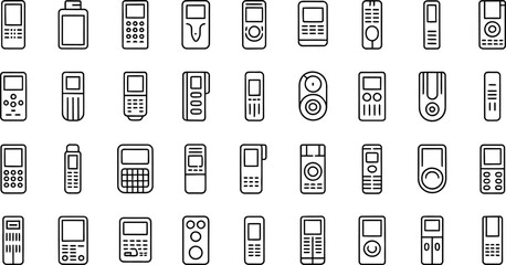 Aufkleber - collection of simple black and white remote control icons for modern technology devices