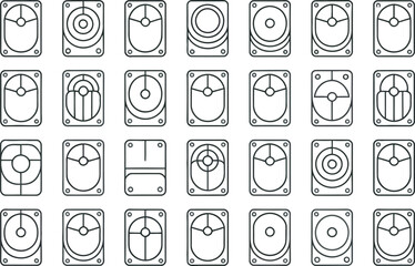 Aufkleber - collection of minimalist computer mouse designs in a grid pattern for various applications