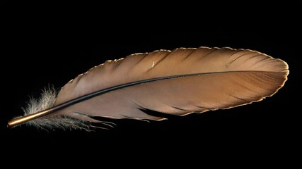 Poster - A close-up shot of a feather on a dark background, great for use in designs or as a symbol.