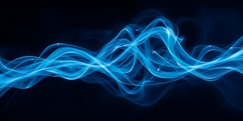 Poster - Abstract blue waves flowing smoothly against a dark background creating a dynamic effect