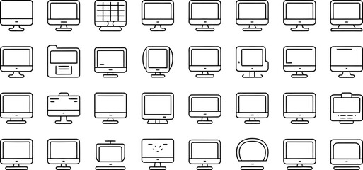 Fototapete - Diverse collection of computer monitor icons illustrating technology and digital displays