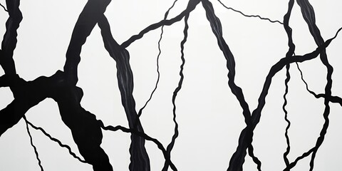 Poster - Abstract black lines resembling branches against a white background creating a stark contrast