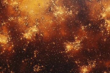Poster - Exploring the warm amber hues of an abstract fractal universe filled with cosmic wonders, Warm Amber Abstract Fractal Universe Space ing Background