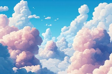 Poster - Colorful clouds fill the sky creating a serene atmosphere at midday, Background clouds