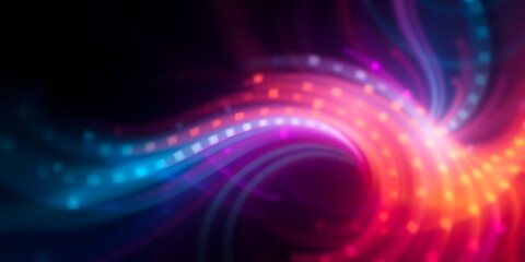 Poster - A vibrant display of swirling light trails in shades of blue, pink, orange and purple hues on black