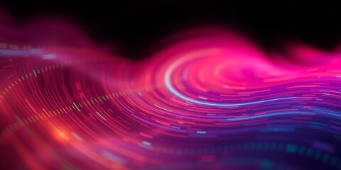 Poster - Abstract background with swirling pink and purple light trails against a dark background space