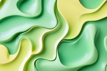 Leinwandbilder - Liquid shapes flow seamlessly over a vibrant green background showcasing texture and movement, liquid shapes on green background