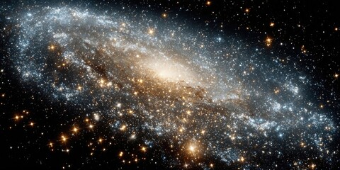 Poster - Vibrant Galaxy With Countless Stars and Nebulae, Representing Cosmic Exploration and Scientific Discovery, Ideal for Space Technology and Astronomical Research : Generative AI