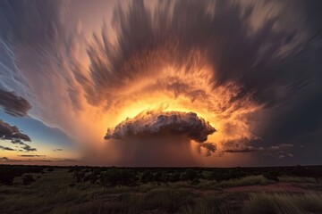 Poster - Dynamic rain clouds move across the sky at sunset creating a stunning timelapse in open landscape, rain clouds time-lapse