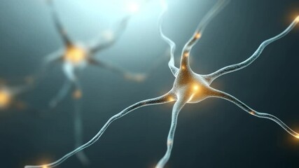 Aufkleber - Neuron Network: An illuminated close-up of neurons, showcasing the intricate structures, their branching dendrites, and the core of the brain.