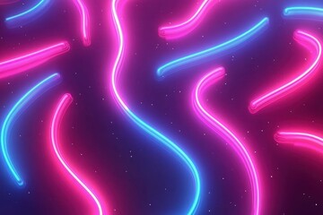 Poster - Vibrant abstract neon swirls create a seamless background with a blend of pink and blue hues, 4K Abstract Neon Swirls Seamless ing Background