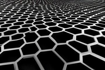 Leinwandbilder - Dynamic movement of hexagonal patterns on a black background creates an engaging visual experience, Hexagonal moving ing background Animated hexagons, honeycomb pattern 3d render motion graphics