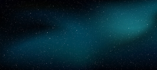 Poster - Dark blue night sky with many white stars and light. Abstract realistic galaxy. Cosmos vector background for astronomy. Vector graphics.