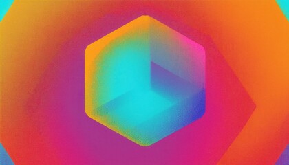 Aufkleber -  vibrant layered hexagon tunnel in rainbow gradient with glowing neon texture for futuristic web design, abstract branding, and bold digital print media