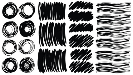 set of black and white vector silhouettes of abstract shapes