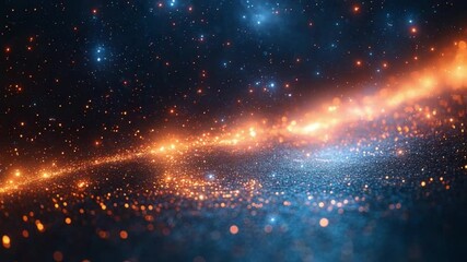 Poster - Cosmic Tapestry of Celestial Lights: Witness the awe-inspiring beauty of the cosmos, where golden and sapphire light intertwine to paint a mesmerizing display of stellar phenomena.