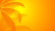 © fajarnuxs - Sunset summer background, simple illustration banner of overlay silhouette coconut palm tress on a bright afternoon with empty  space