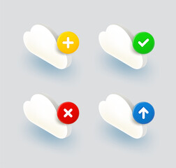 Aufkleber - Cloud icon set with different pictograms. 3d vector icons collection