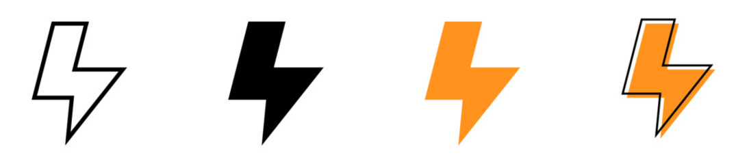 Aufkleber - thunder bolt flash icon, flash lightning bolt icon - Electric power icon symbol - Power energy icon sign in filled, thin, line, outline and stroke style for apps and website