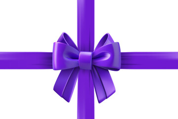 Poster - Violet ribbon with a bow. Design template. 3d vector illustration