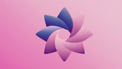 Poster - abstract 3d geometric sculpture with soft spiked petal shapes in blue and pink gradient on pastel background for modern web design, branding concept, tech ad, or digital art presentation

