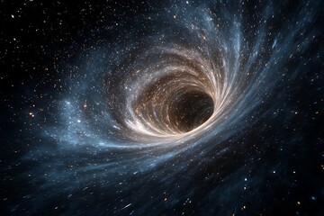 Wall Mural - a swirling vortex of light and stars in the vast expanse of space with a dark center hole effect
