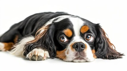 Poster - Close-up shot of a dog resting on a clean, white surface
