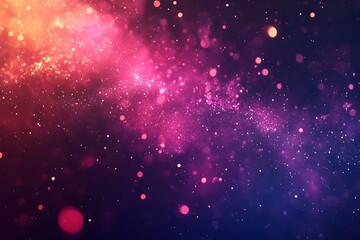 Wall Mural - a vibrant cosmic scene featuring a nebula with pink and orange hues and scattered bokeh elements in 