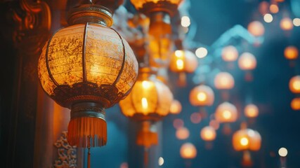 Aufkleber - A collection of lights suspended from the ceiling